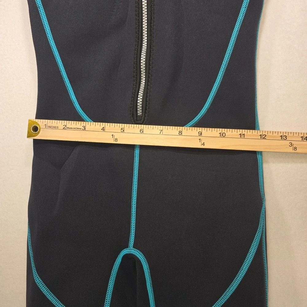 Seaskin Boys Size 8 Shorty Wetsuit Black Blue Neoprene Front Zip Swim Suit